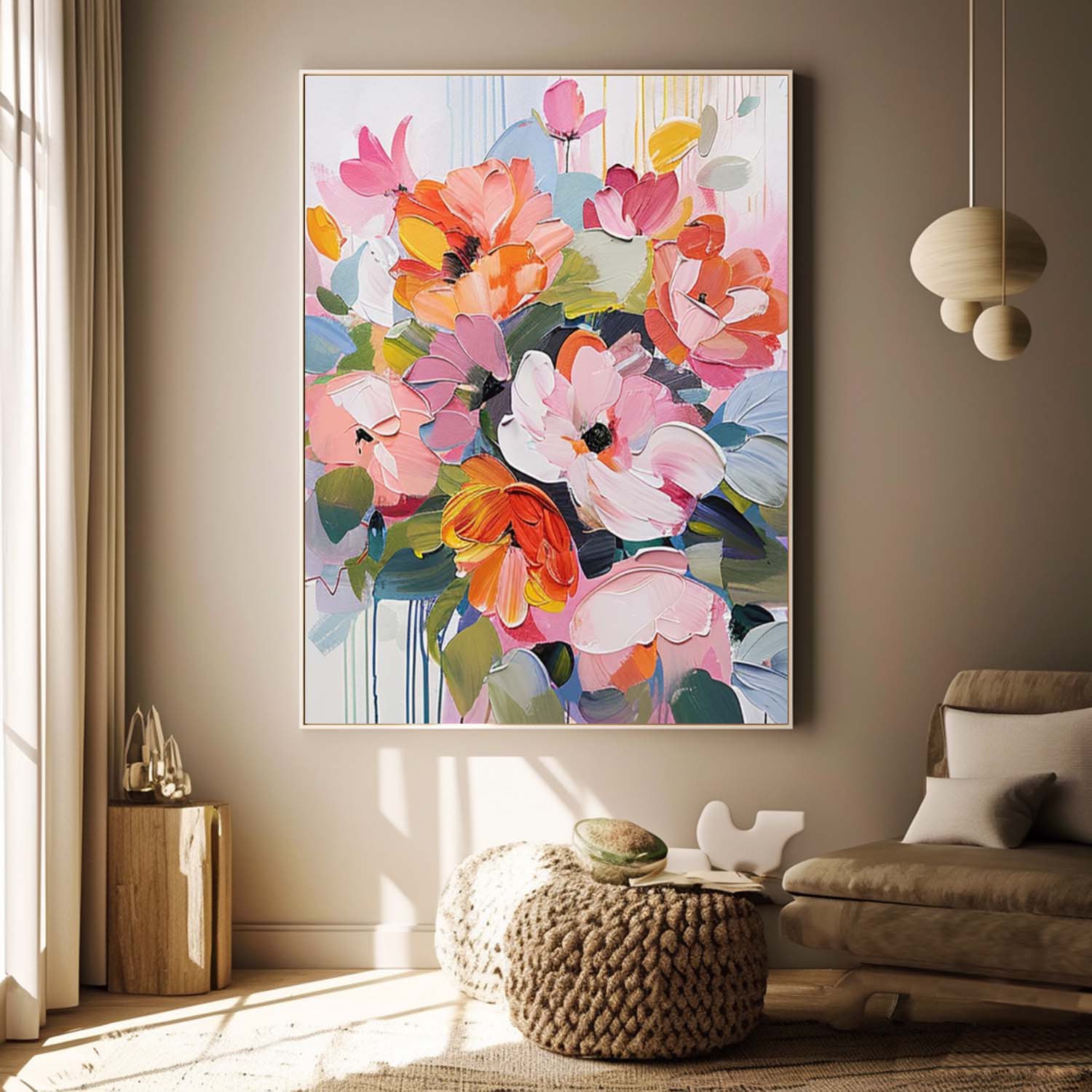 Rich‑Hue Textured Spring Floral Wall Art
