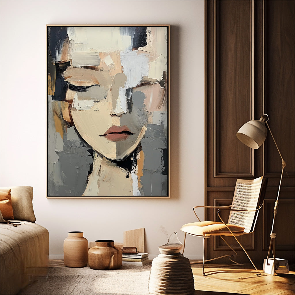 Wall Art Abstract Closed Eye Female Portrait