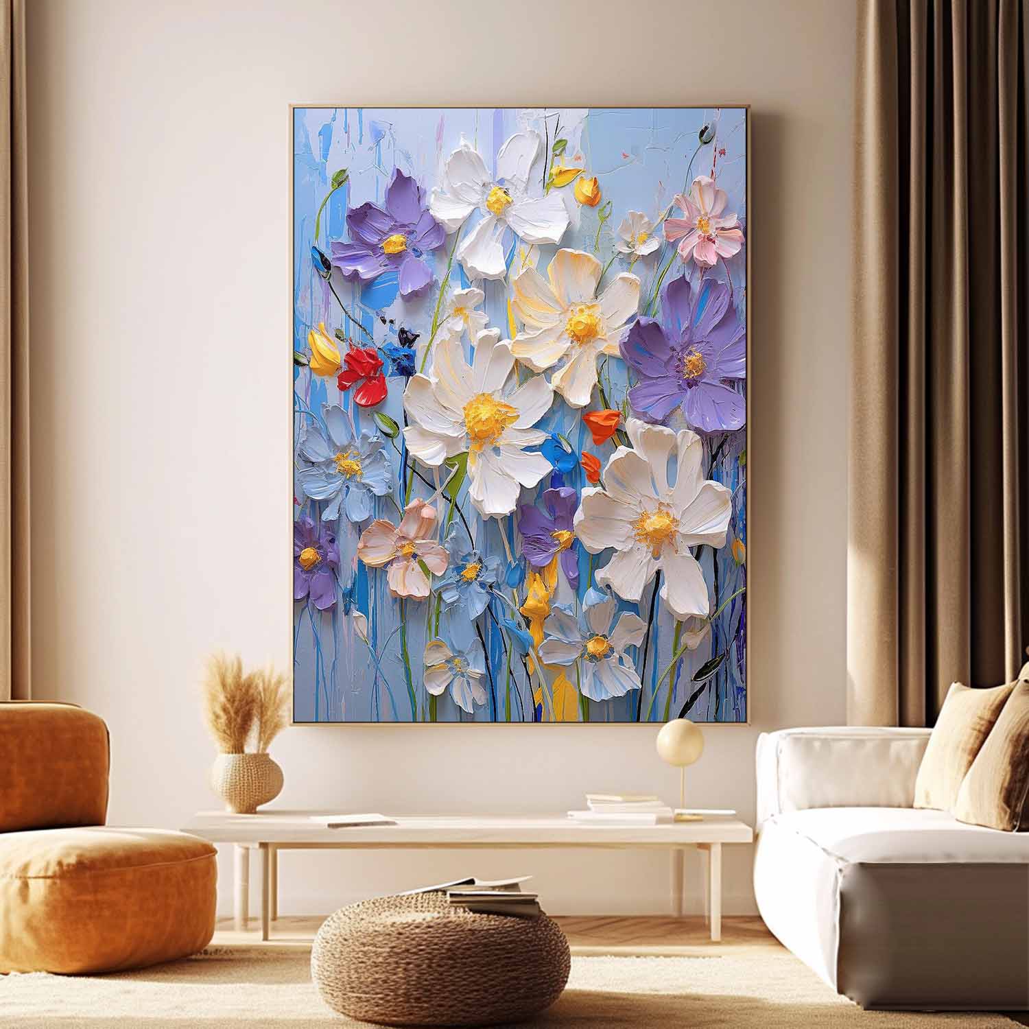 Wall Art Impasto Flower Fresh Serene Cheerful