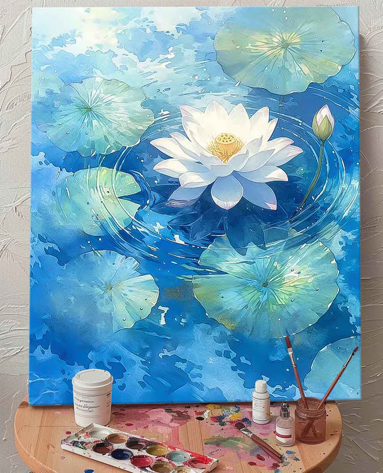 Tranquil White Lotus Pond Canvas Art