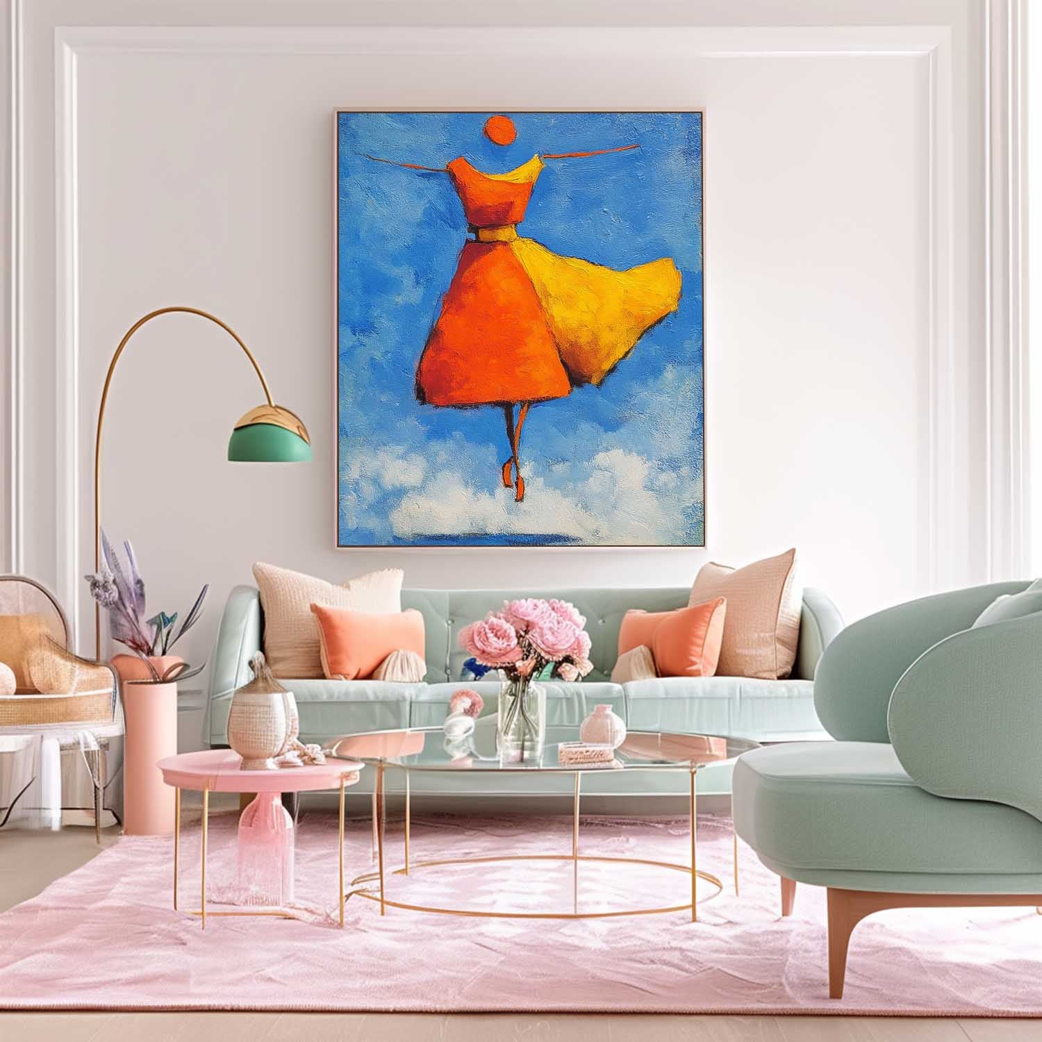 Wall Art People Impasto Dancing Aesthetic