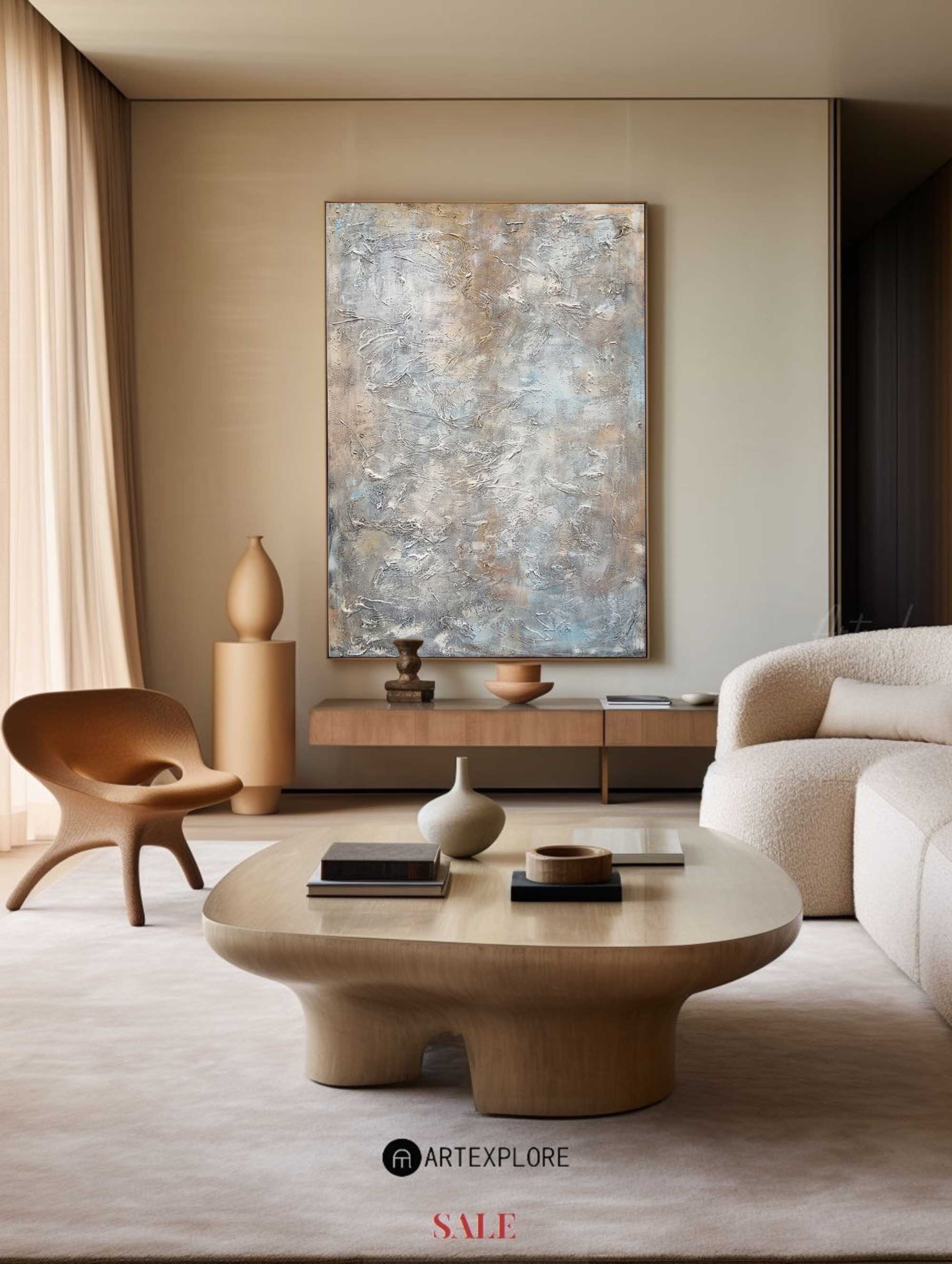 Brown Abstract Painting ABAV20 - Neutralighting