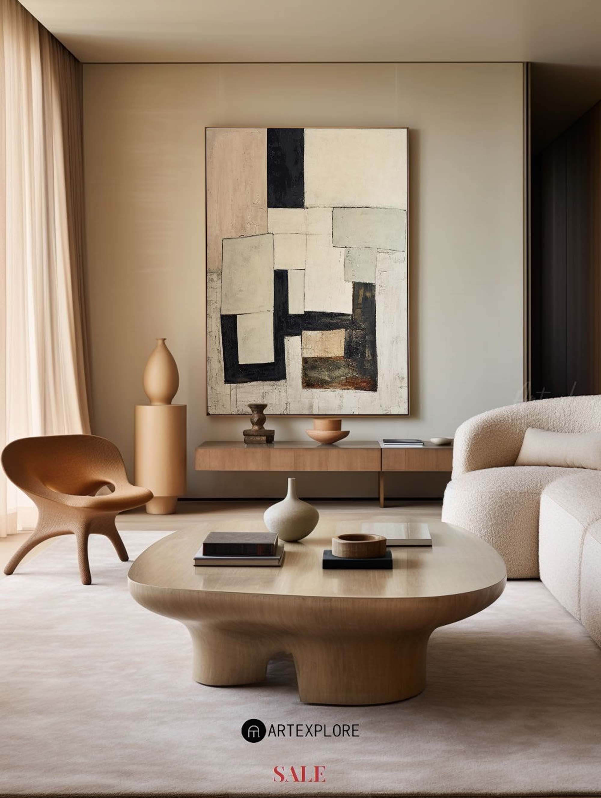 Earthy Tone Washed Abstract Canvas Art