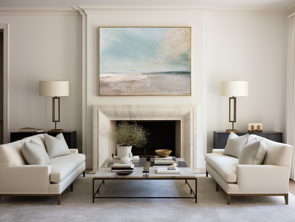 Soft Coastal Blue Beige Seascape Textured Wall Art
