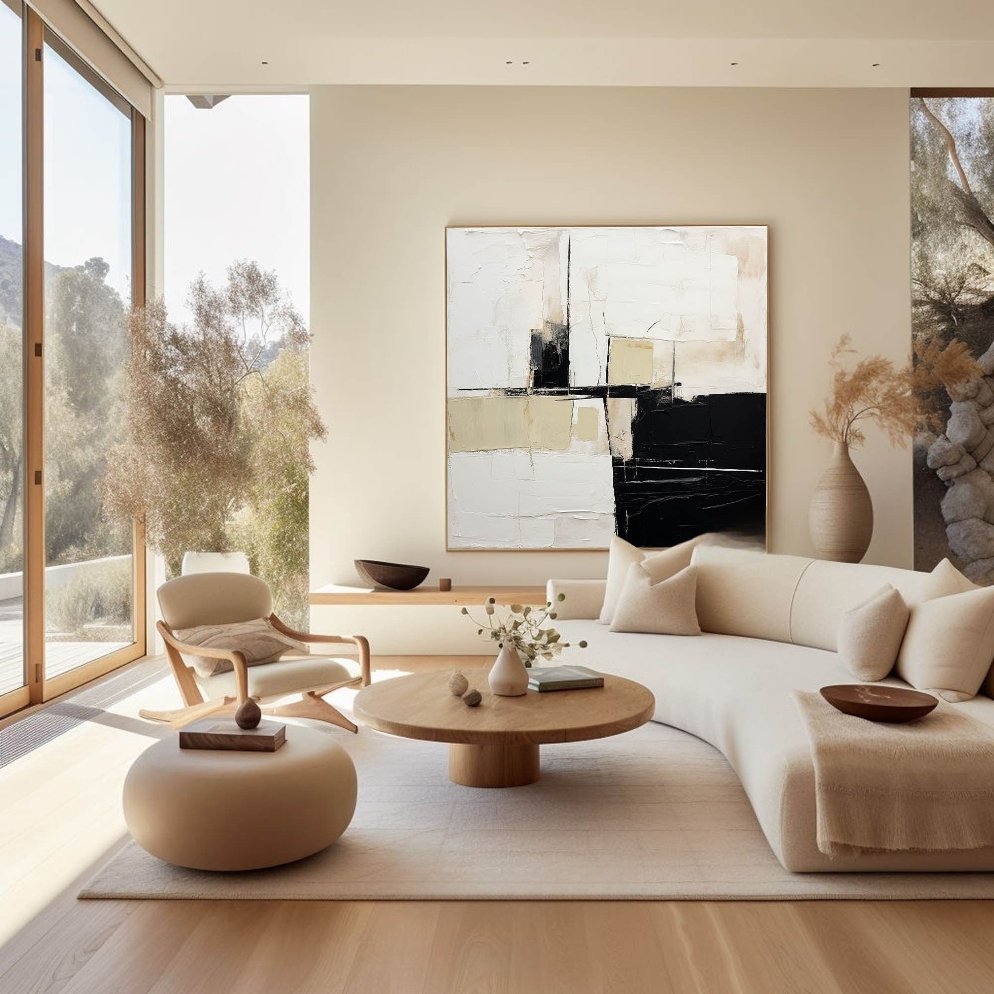 Geometric Block Neutral Canvas Wall Art